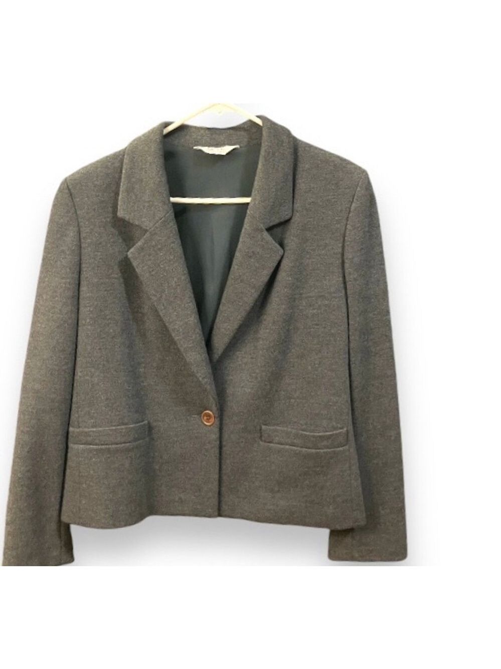 Bleyle Blazer 100% Wool Button Blazer Hip Pockets Gray Vintage Sz XS